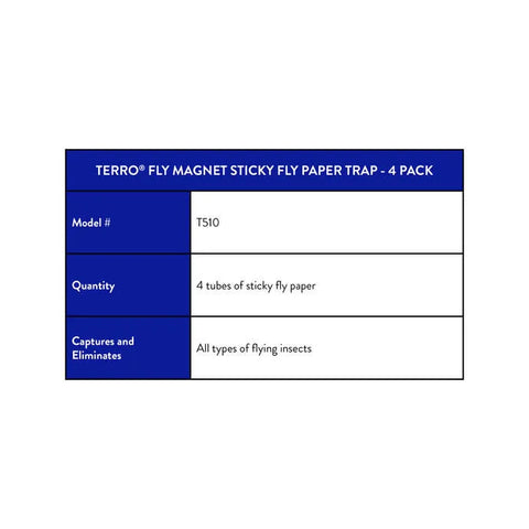 TERRO® Fly Magnet® Sticky Fly Paper Trap - 4 Pack